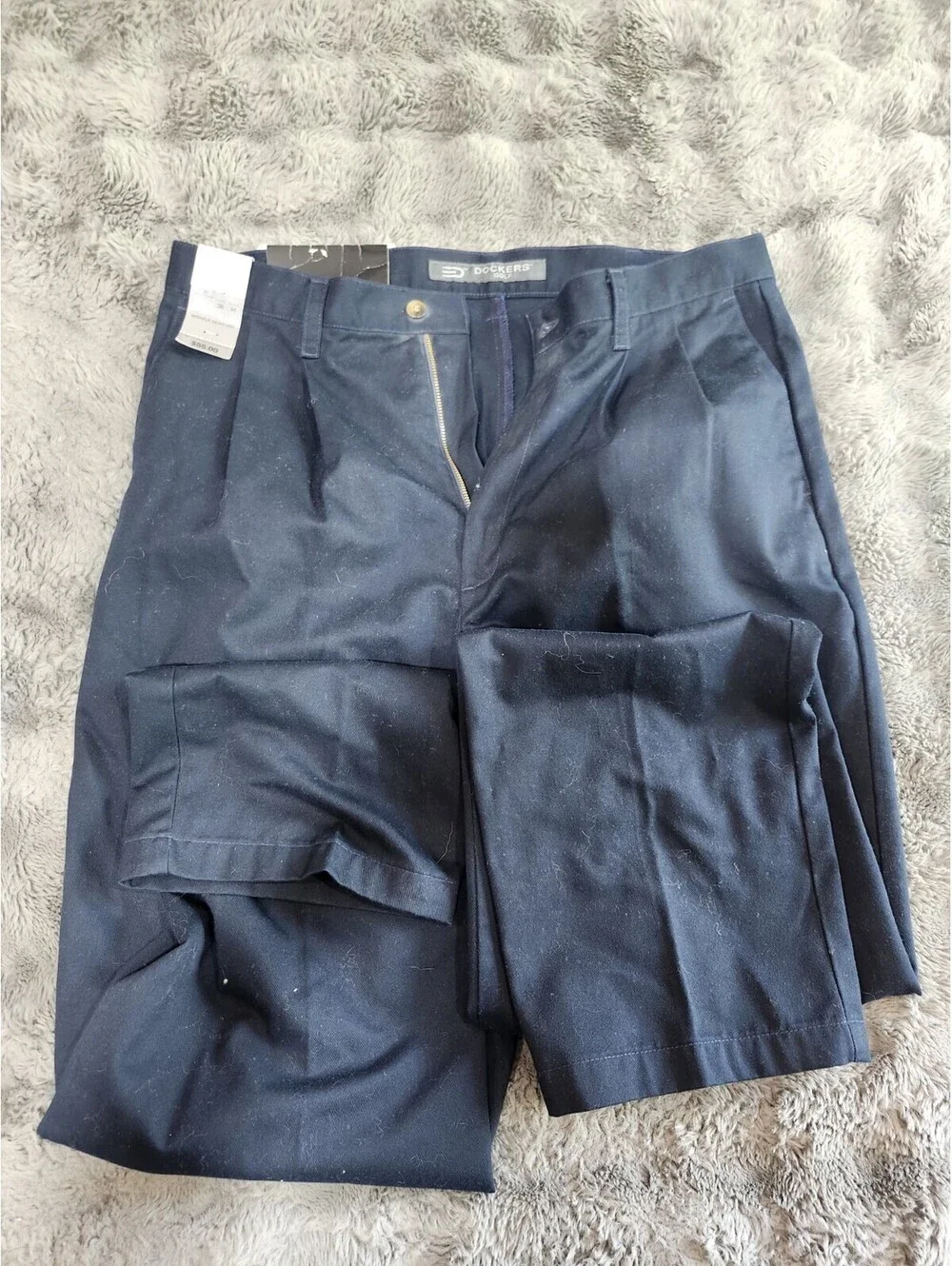 DOCKERS' D3 Chino Pants Men's Size 36 x 34 Navy Classic Preppy Pleated Office